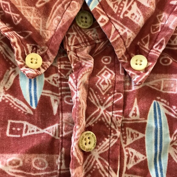 Reyn Spooner Hawaiian Shirt Men XXL Red Geometric Button Down Pocket Collared - Picture 10 of 14